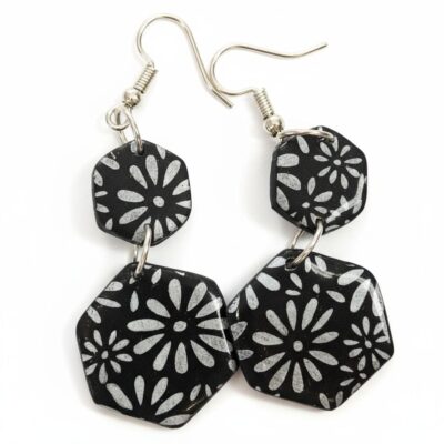 Silk Screen Flower Print Earrings