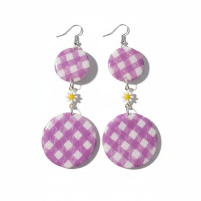 Checkered with Small Daisy Earrings