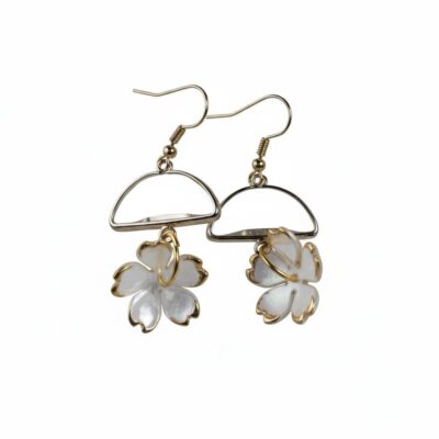 Clear Charm with Clear Flower Earrings