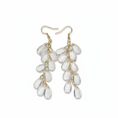 Dangling Clear Teardrop Bead Earrings