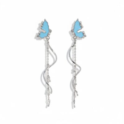 Blue Butterfly Dangling Earrings