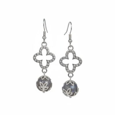 Diamante Clover with Shiny Bead Earrings