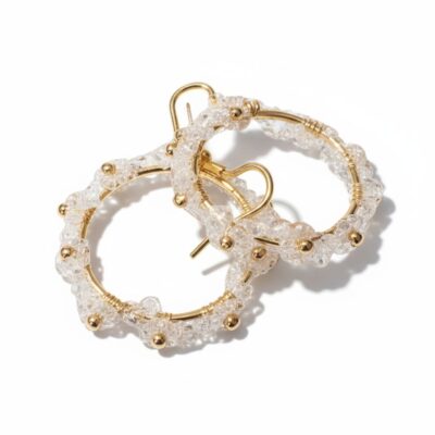 Beaded Flower Hoop Earrings