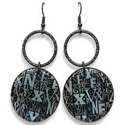 Black & Holographic Print Earrings