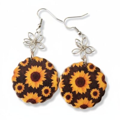 Sunflower Print Earrings