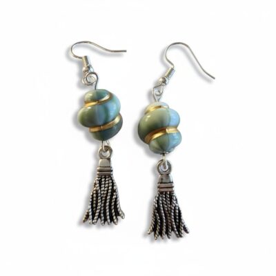 Bead with Fringe Charm Earrings