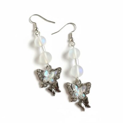Shiny Beaded Butterfly Earrings