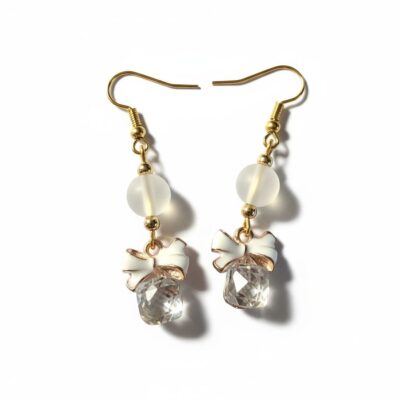 Diamante Gift with White bow Earrings
