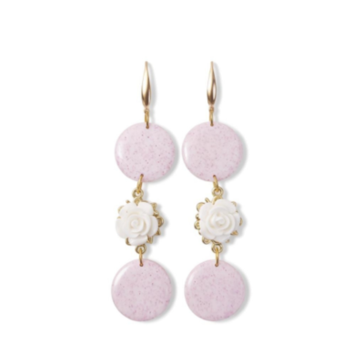 Pale pink with Rose charm Earrings
