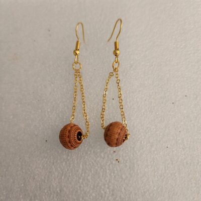 Wood bead earrings