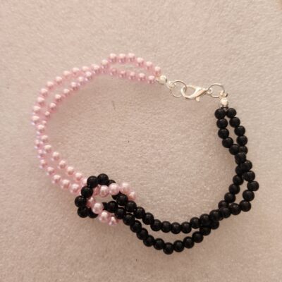 Black & Pink Lovers knot bracelet