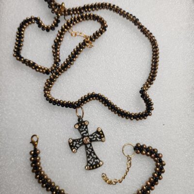 Vintage Cross Necklace & Bracelet set