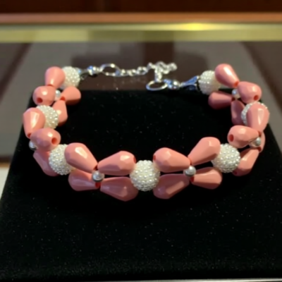 Pearl and Pinkish Peach bracelet
