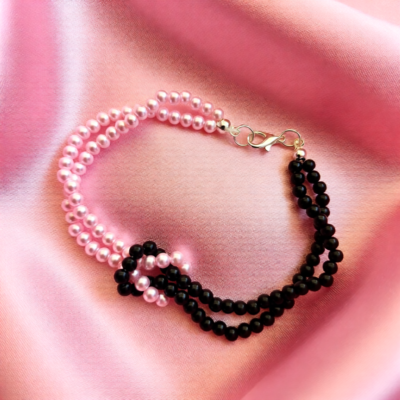 Black & Pink Lovers knot bracelet