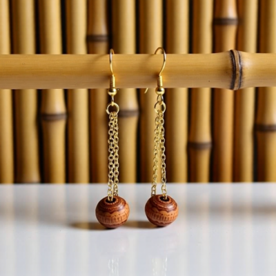 Wood bead earrings