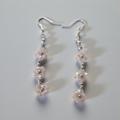 Pink flower bead Earrings