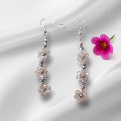Pink flower bead Earrings