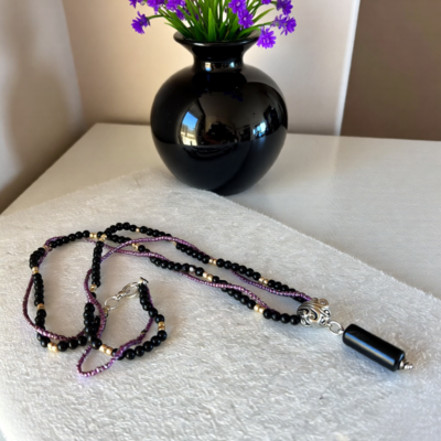 Black & Gold with a touch of Purple Necklace