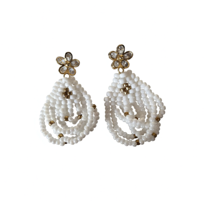 Elegant White and Gold Earrings