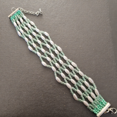 Mint and pearl woven look bracelet