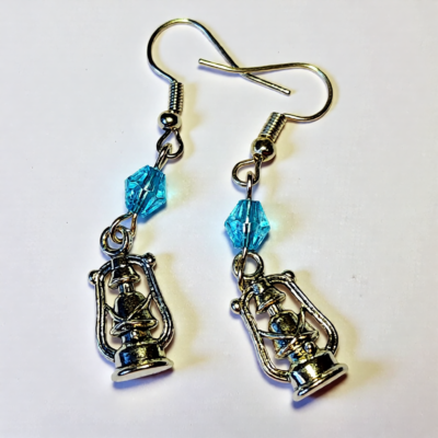 Lantern with Blue Bead Earrings