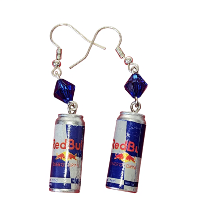 Red Bull with Blue Bead Earrings