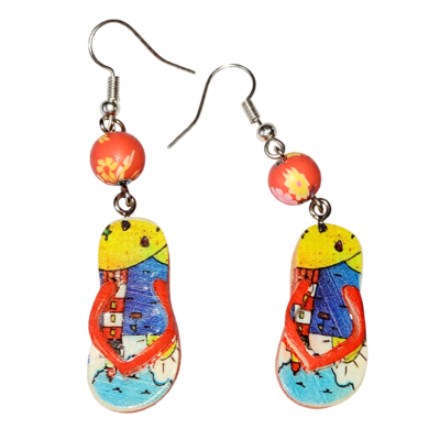 Red over the toe Flip Flop Earrings