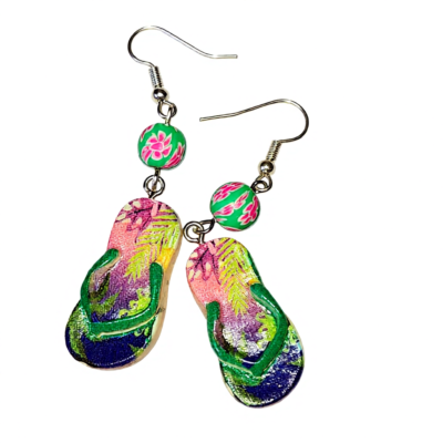 Green over the toe Flip Flop Earrings