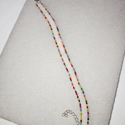 White and Colourful Beaded Bracelet