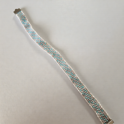 Dainty Shiny Grey and Blue Beaded Bracelet