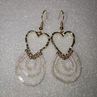 Heart Charm with Bead Drop Earrings