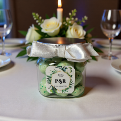 Square Shaped Plastic Container with Lid and Mints