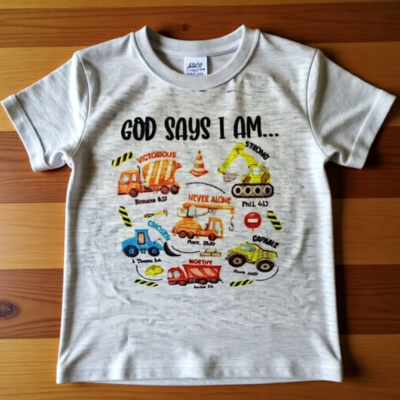 Grey T-Shirt (3-4 years) - "God Says I Am..."