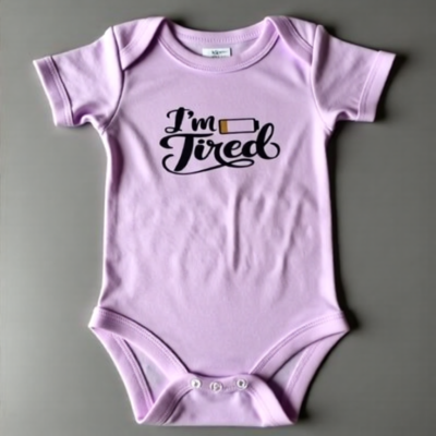 Lilac Short Sleeve Bodysuit (3-6 Months) - "I'm Tired"