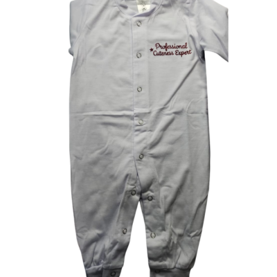 White Baby Grow "Professional Cuteness Expert" (6-9 months)