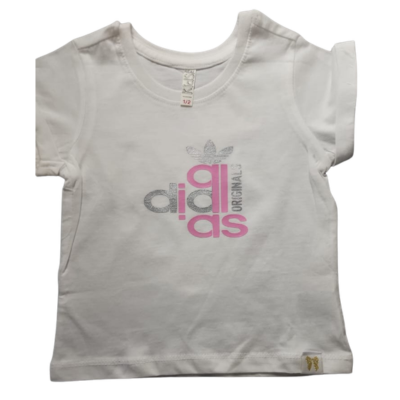 Silver and Pink Adidas T-Shirt (1-2 years)