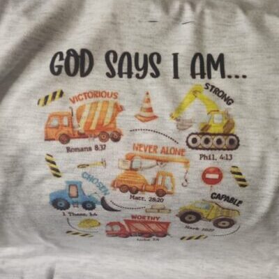 Grey T-Shirt (3-4 years) - "God Says I Am..."