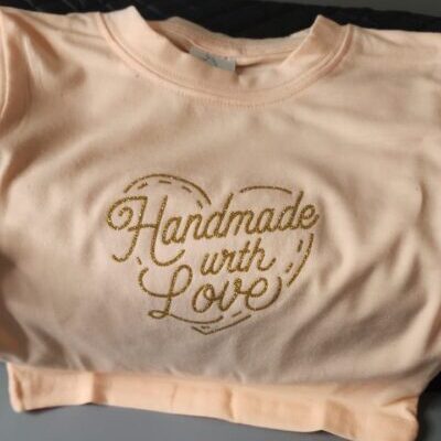 Orange T-shirt (1-2 years) - "Handmade with Love"