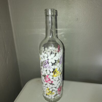White Flower Vinyl Bottle with Fairy Lights