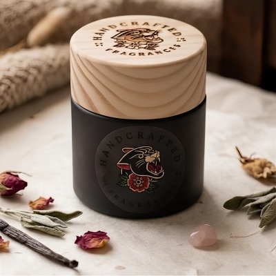 Round Wood Top Diffuser Black Frosted 150ml
