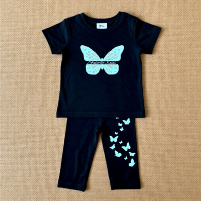 Black T-shirt with leggings - butterfly kisses (2-3 years)