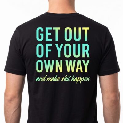 Black T-shirt for men (Get out of your own way) Large