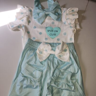 Pola Dot Outfit (with Headband) - 3-6 Months
